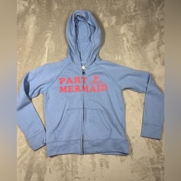 Billabong Girls Blue Part Mermaid Zip Front Hoodie Beach Coastal Jacket Medium - Picture 1 of 15